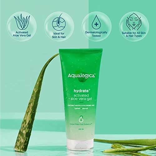 Aqualogica Hydrate+ Activated Aloe Vera Gel for Nourished Skin & Hair with Coconut Water & Hyaluronic Acid