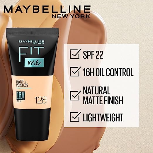 Maybelline New York Liquid Foundation, 128 Warm Nude, 18 ml