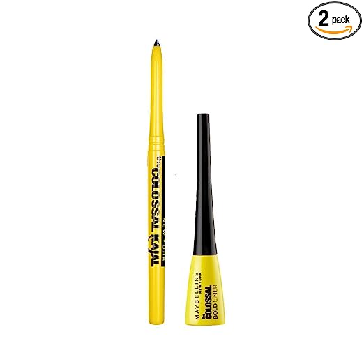 Maybelline New York Eyeliner & Kajal, Colossal Bold Liner & Colossal Kajal, Combo Pack, Essential Eye Kit