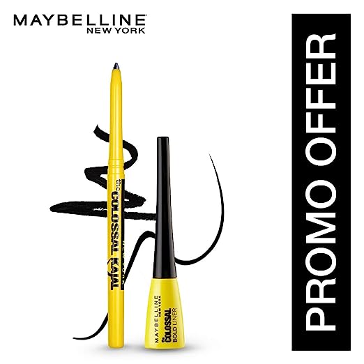 Maybelline New York Eyeliner & Kajal, Colossal Bold Liner & Colossal Kajal, Combo Pack, Essential Eye Kit