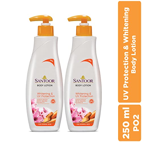 Santoor Perfumed Body Lotion for Whitening & UV Protection with Sandalwood & Sakura Extracts, 250ml, Pack of 2