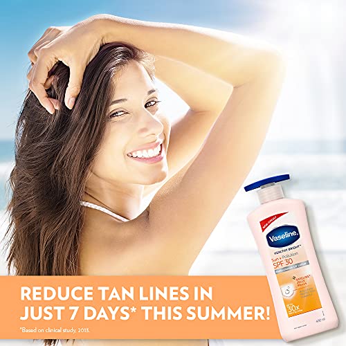 Vaseline Healthy Bright Sun Protection Body Lotion SPF 30, 400ml, Pack of 2