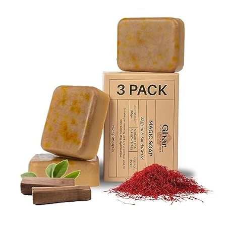 Ghar Soaps Sandal Wood And Saffron Bath Soap, Pack of 3