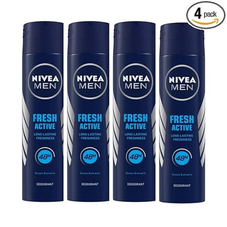 Nivea Men Fresh Active Original Deodorant, Pack of 4