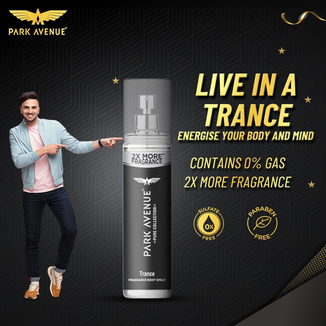 Park Avenue Pure Collection Trance Fragrance Body Spray for Men, Pack of 2