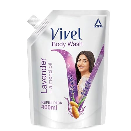 Vivel Lavender & Almond Oil Body Wash Liquid Refill Pouch