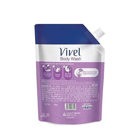 Vivel Lavender & Almond Oil Body Wash Liquid Refill Pouch