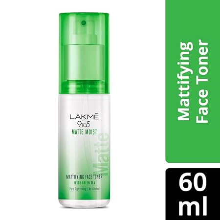 Lakme 9to5 Matte Moist Mattifying Face Toner Spray with green tea extracts and Witch Hazel