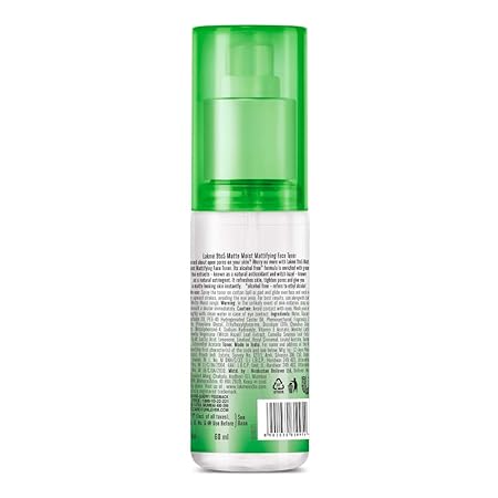 Lakme 9to5 Matte Moist Mattifying Face Toner Spray with green tea extracts and Witch Hazel