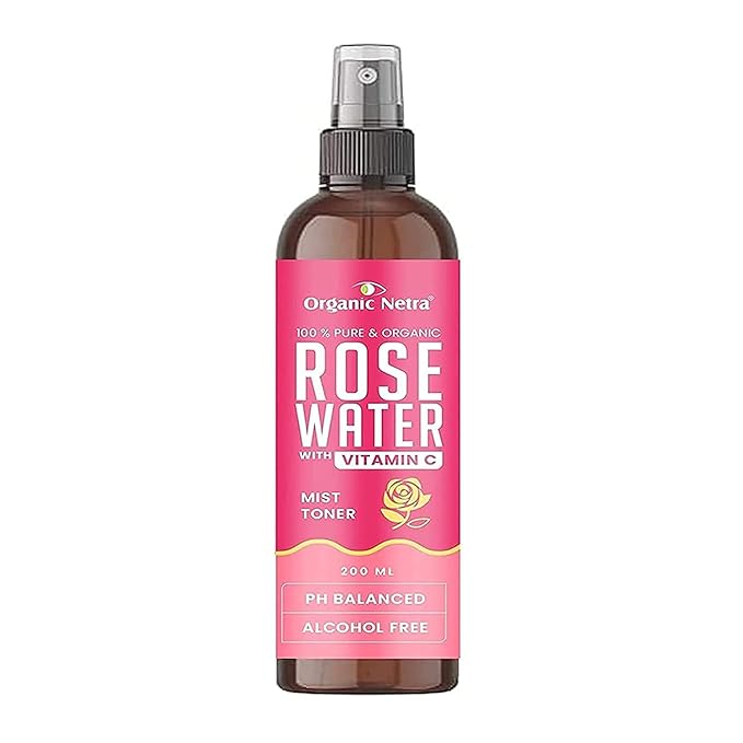 Organic Netra Rose Water with Vitamin C | Exfoliates the Skin and Controls Oil