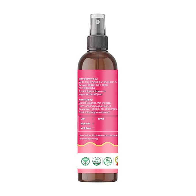 Organic Netra Rose Water with Vitamin C | Exfoliates the Skin and Controls Oil