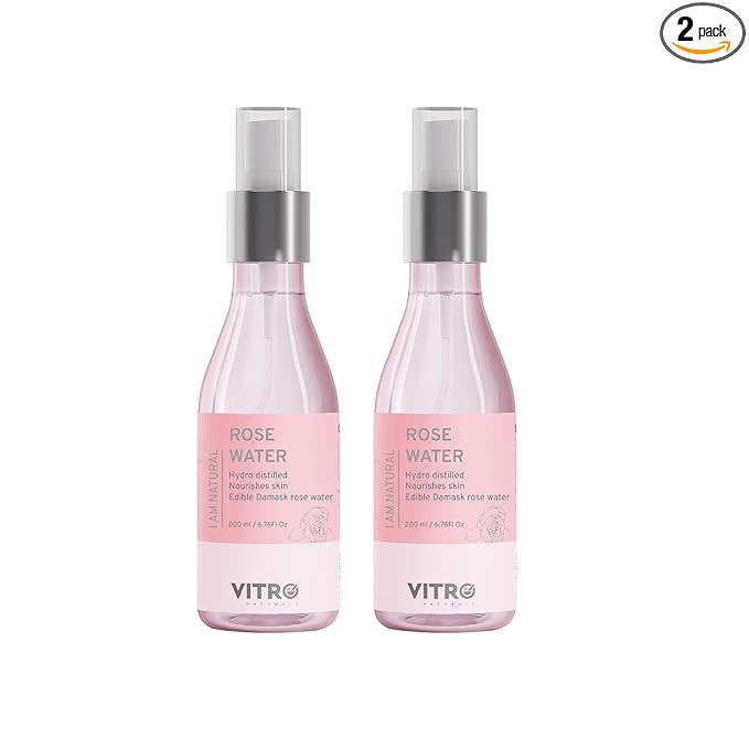 Vitro Rose Water Spray For Face Refreshing & Hydrating Facial Toner, Pack of 2