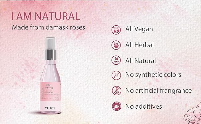 Vitro Rose Water Spray For Face Refreshing & Hydrating Facial Toner, Pack of 2