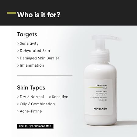 Minimalist Gentle Cleanser 6% Oat Extract For Sensitive Skin | Gentle Face Wash With Hyaluronic Acid
