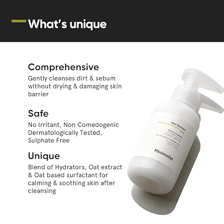 Minimalist Gentle Cleanser 6% Oat Extract For Sensitive Skin | Gentle Face Wash With Hyaluronic Acid