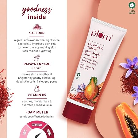 Plum Saffron & Papaya Glow & Brightening Face Wash