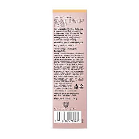 Lakme 9 To 5 Complexion Care Face CC Cream, Honey, SPF 30, Conceals Dark Spots & Blemishes