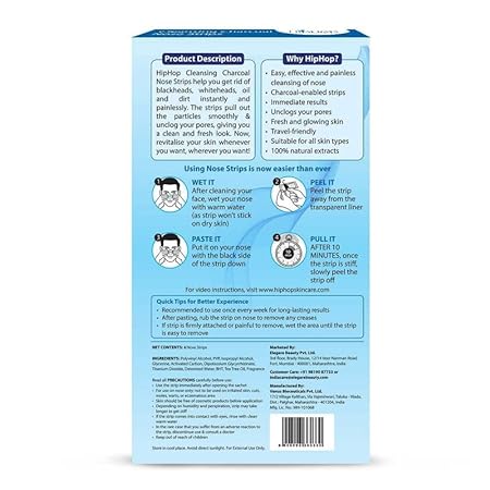 HipHop Skincare Charcoal Nose Strips Men Blackhead Remover