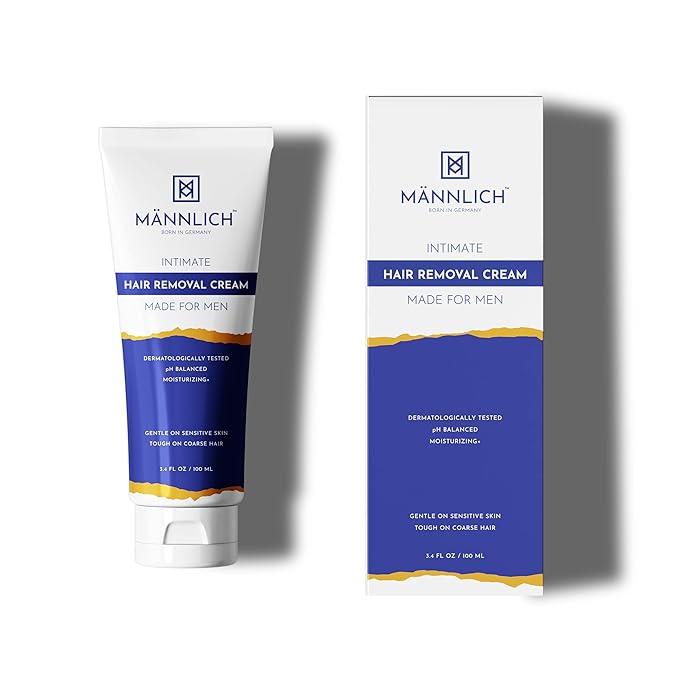 Mannlich Intimate/Private Hair Removal Cream for Men | Painless | Faster | Soothing for Unwanted Coarse Pubic Hair | Suitable For All Skin Types
