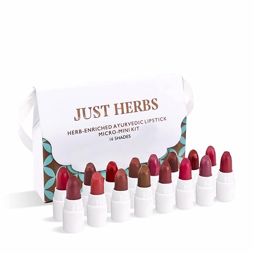Just Herbs Ayurvedic Creamy Matte Micro Mini Lipstick Kit | Pack of 16