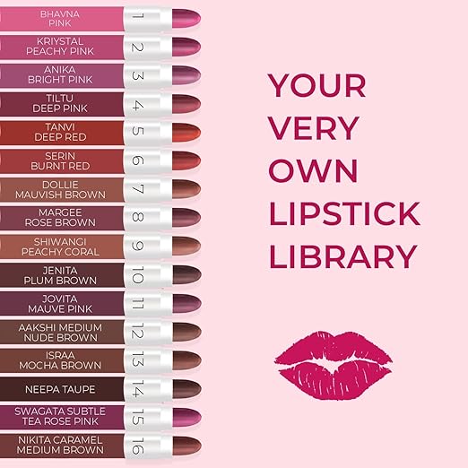 Just Herbs Ayurvedic Creamy Matte Micro Mini Lipstick Kit | Pack of 16