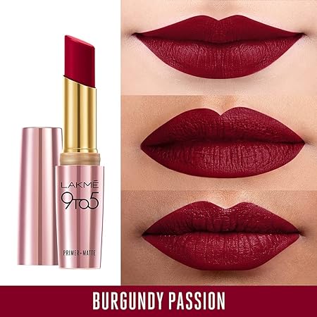 Lakme 9 To 5 Primer & Matte Lipstick | Burgundy Passion