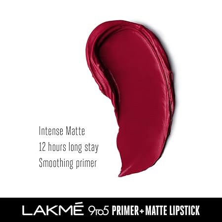 Lakme 9 To 5 Primer & Matte Lipstick | Burgundy Passion