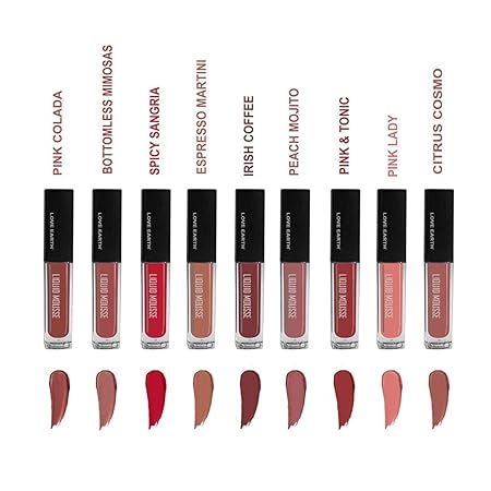 Love Earth Liquid Mousse Lipstick Matte Finish Combo Kit | Multicolor Mini Liquid Lipstick | Pack of 9