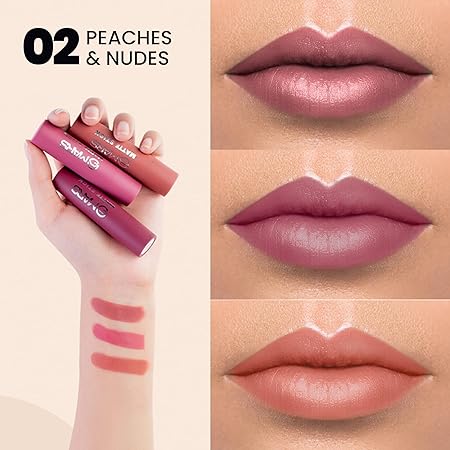 MARS Matte Box Set of 3 Lipsticks | 02-Peaches & Nudes | Pack of 3