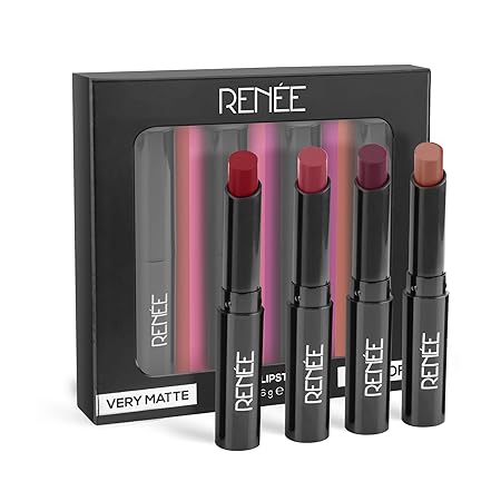 RENNE Very Matte - Pack of 4 Matte Lipsticks, Pack of 4