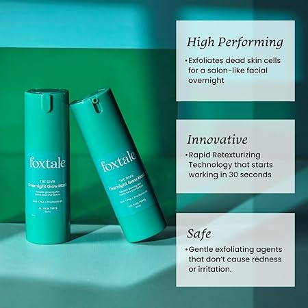 Foxtale The Diva Over Night Glow Mask with 4% Glycolic Acid & 3% Lactic Acid