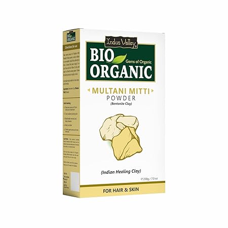 Indus Valley Bio Organic Natural Multani Mitti Powder | Pure Fuller's Earth for Face and Hair Pack