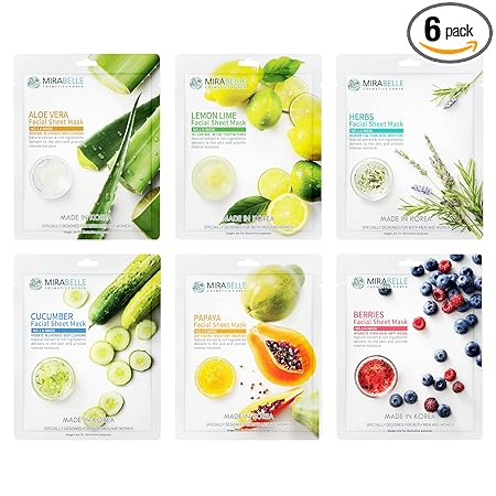 Mirabelle Cosmetics Korea Fairness Facial Mask, Pack of 6