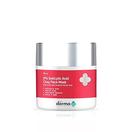The Derma Co 2% Salicylic Acid Clay Face Mask for Acne & Blemish Prone Skin,