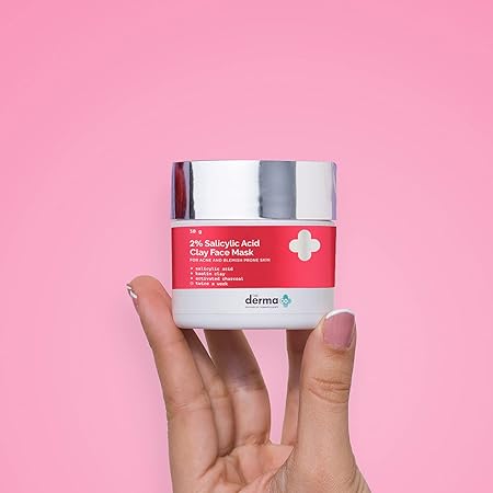 The Derma Co 2% Salicylic Acid Clay Face Mask for Acne & Blemish Prone Skin,