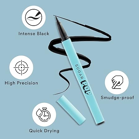 SUGAR POP Waterproof Eyeliner - Intense Black Pigment, Matte Finish