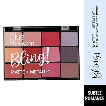 Blue Heaven 12-In-1 Bling Eyeshadow | Matte + Mettalic | Subtle Romance