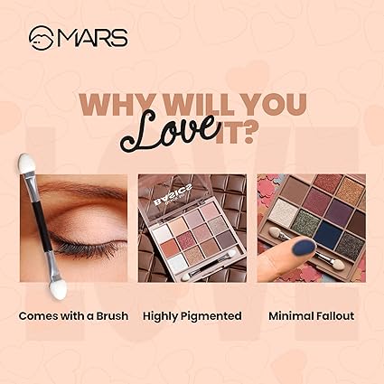 Mars 12 Shades Back to Basics Eyeshadow Palette with Free Applicator