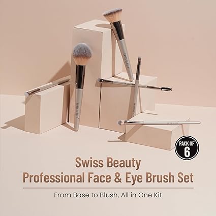 Swiss Beauty Professional Face & Eye Brush Synthetic Fibres (Set of 6)