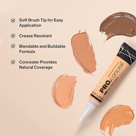 LA Girl HD Pro Natural Full Coverage Concealer,Matte & Poreless Ultra Blendable Liquid Conceal, Creamy Beige