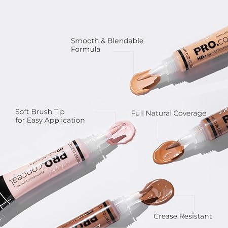 LA Girl HD Pro Natural Full Coverage Concealer,Matte & Poreless Ultra Blendable Liquid Conceal, Medium Beige