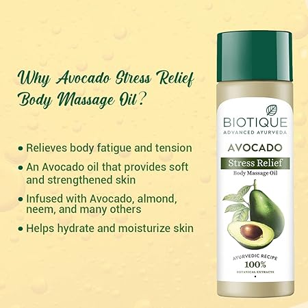 Biotique Cado Stress Relief Avocado Stress Relief Body Massage Oil