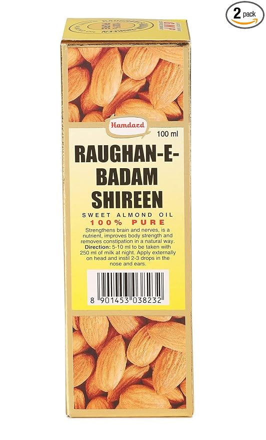 Hamdard Raughan-E-Badam Shireen Sweet Cold Pressed Almond Oil (Pack of 2)