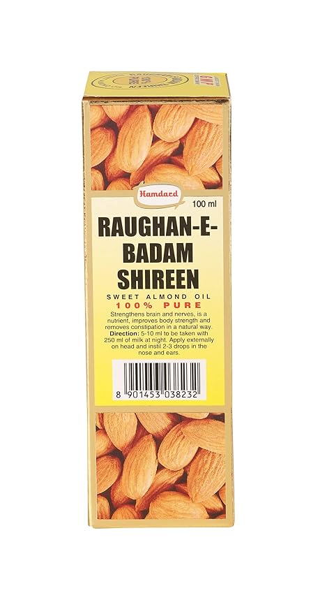 Hamdard Raughan-E-Badam Shireen Sweet Cold Pressed Almond Oil (Pack of 2)