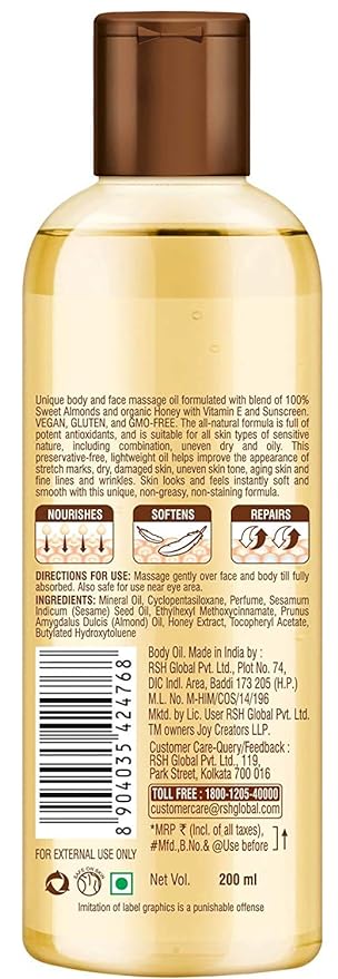 Joy Honey & Almonds Body Oil for Women & Men