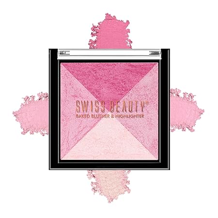 Swiss Beauty Mini Baked Shimmer Blusher And Highlighter Palette For Face Makeup, Multicolor-3