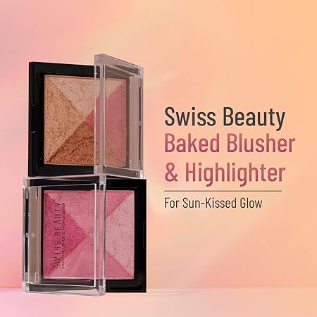 Swiss Beauty Mini Baked Shimmer Blusher And Highlighter Palette For Face Makeup, Multicolor-3