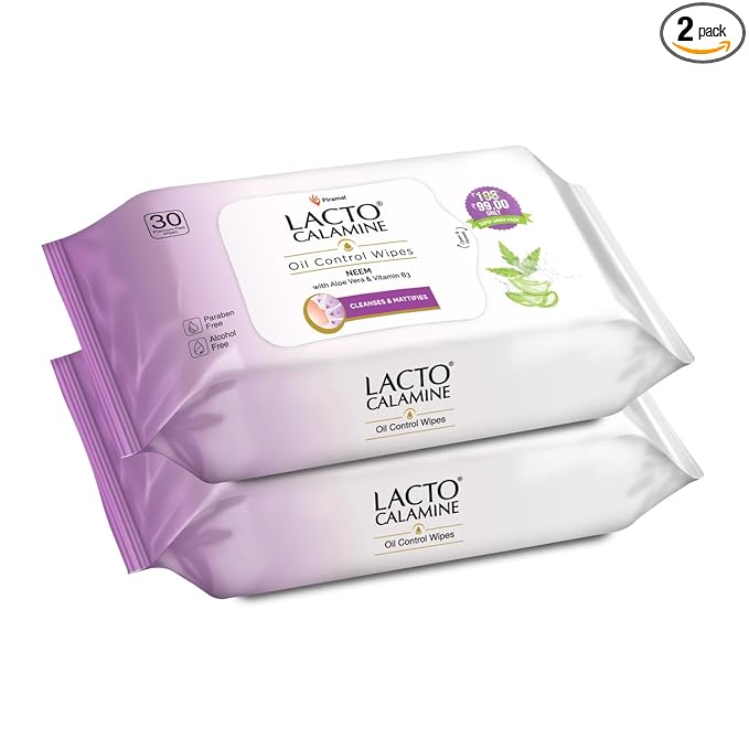 Lacto Calamine Oil Control Face Wipes | Pack of 2