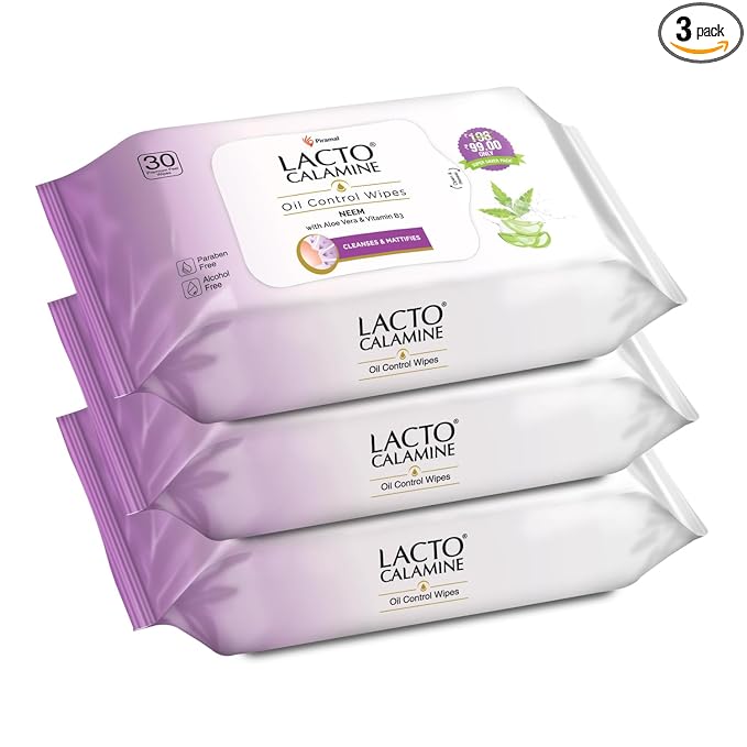 Lacto Calamine Oil Control Face Wipes | Pack of 3