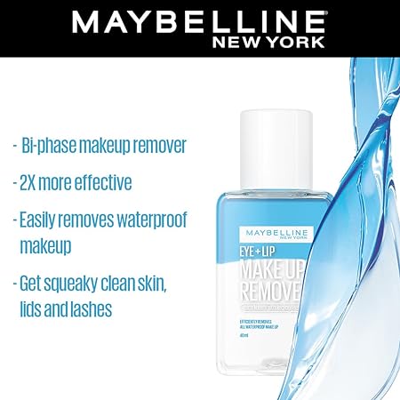Maybelline New York Eye & Lip Makeup Remover, Bi-phase